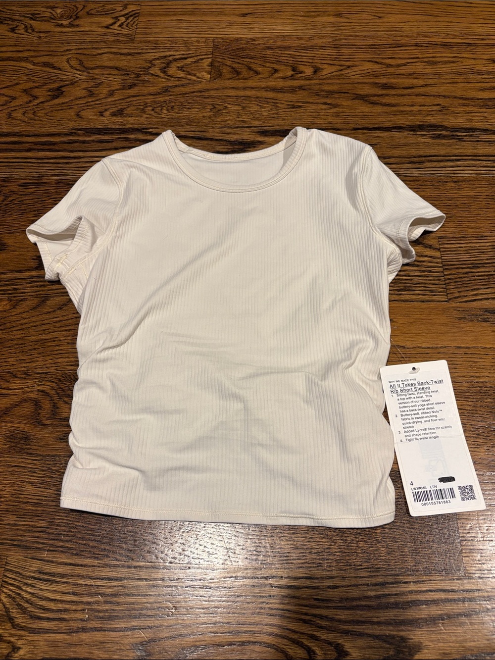 Lululemon Short Sleeve Ribbed Tee in Ivory